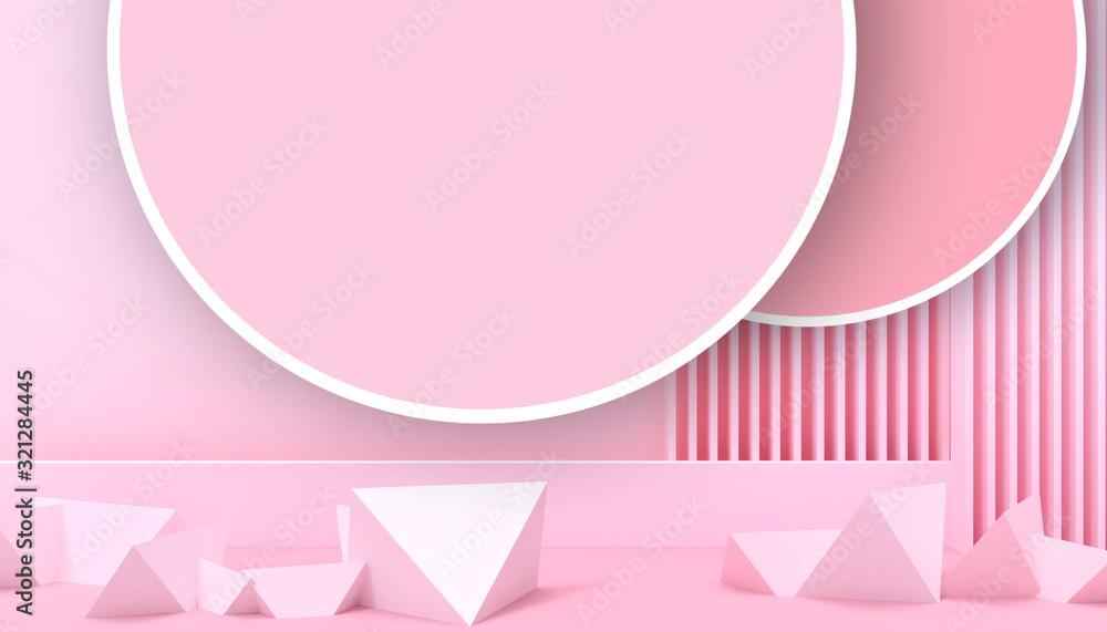 Poster modern ideas geometric shapes triangular and circle minimal creative concept and red wall background