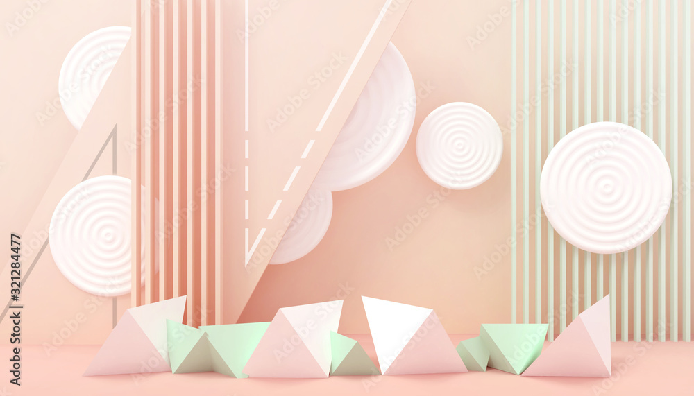 Poster modern ideas podium geometric shapes triangular minimal creative concept and wall orange background 