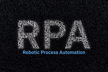 RPA Robotic process automation sign on wire background.