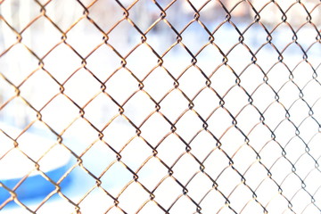 Iron mesh chain link rusty on the window