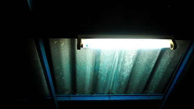 Flickering Fluorescent lamp. Brocken Fluorescent lamp.