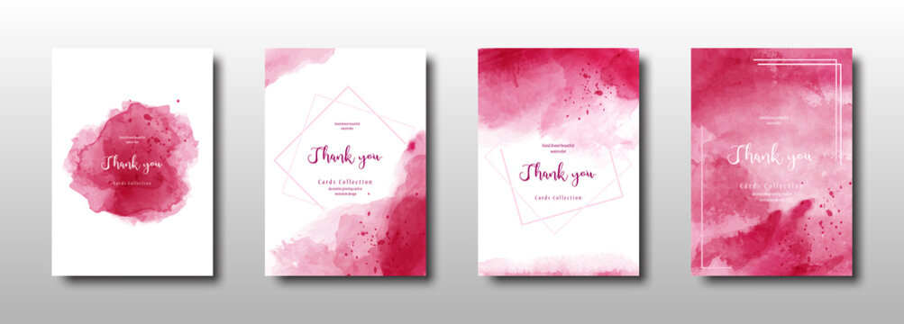 Set of cherry red  watercolor background