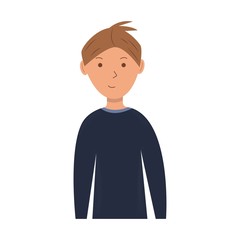 Guy in a blue sweater on a white background. The illustration is suitable as a representation of different professions - consultant, programmer, manager and others. Cartoon style