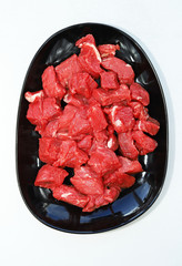 Raw meat non black plate.