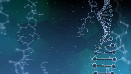 DNA Strand Helix Genome Medical Science 3D illustration background