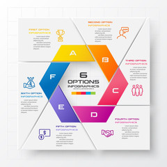 Business infographics template 6 steps with square,Element for design invitations,Vector illustration.