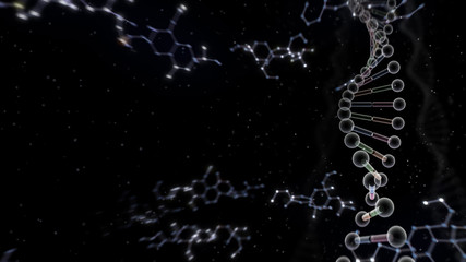 DNA Strand Helix Genome Medical Science 3D illustration background