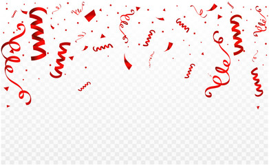 Celebration background party decoration frame template with confetti and gold ribbons. luxury greeting rich card. Festive design