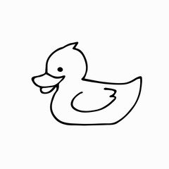 A simple baby duck. Doodle style, black lines, sketch, silhouette. Hand drawn vector illustration.