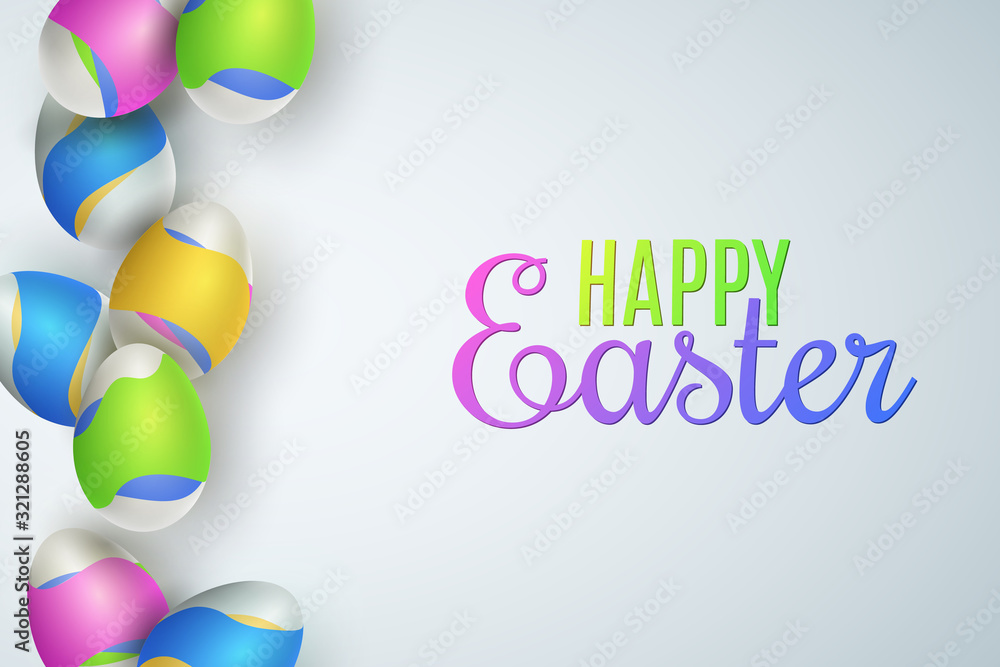 Poster easter poster. eggs with a pattern of colorful waves. liquid design. template for your design. vecto