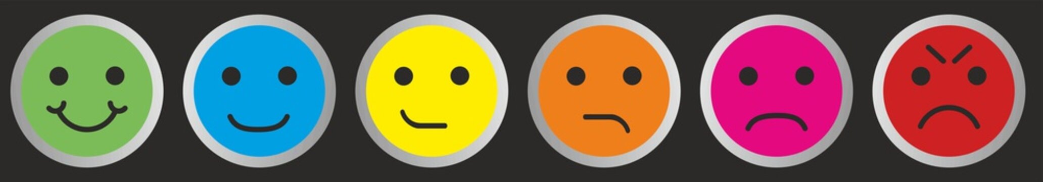 Vector illustration. Emoj icons with six alternative.