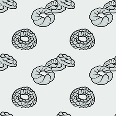 Kalach seamless pattern greyscale drawing