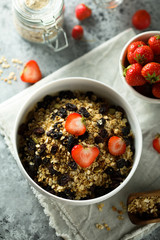 Homemade granola with fresh strawberry