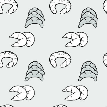 Kifli seamless pattern greyscale drawing