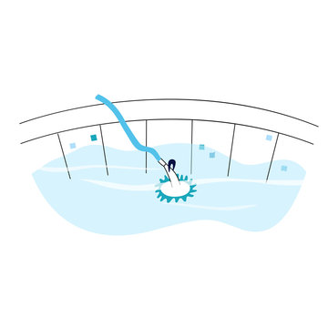 pool cleaning with blue hose clip art preview