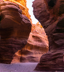 Colorful sandstone cliffs of the Red Canyon, Israel
