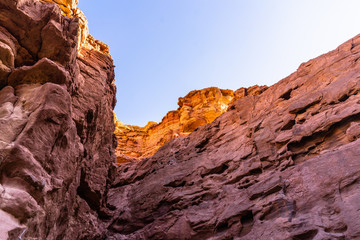Fototapeta na wymiar Colorful sandstone cliffs of the Red Canyon, Israel