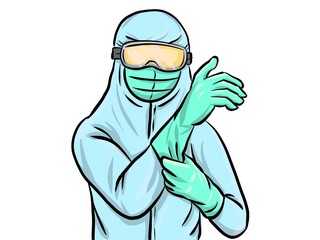 the doctor or the nurse is wearing personal protective equipment in frontline health worker fighting the coronavirus outbreak.