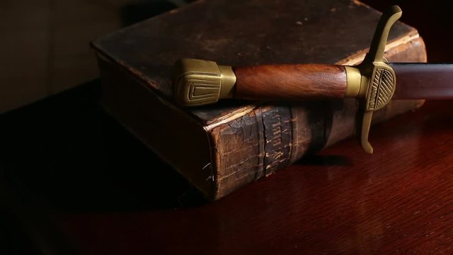One Hundred Fifty Year Old Bible with Sword