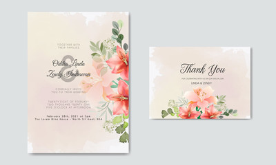 Romantic wedding invitation with beautiful flowers