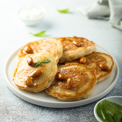 Homemade almond honey pancakes