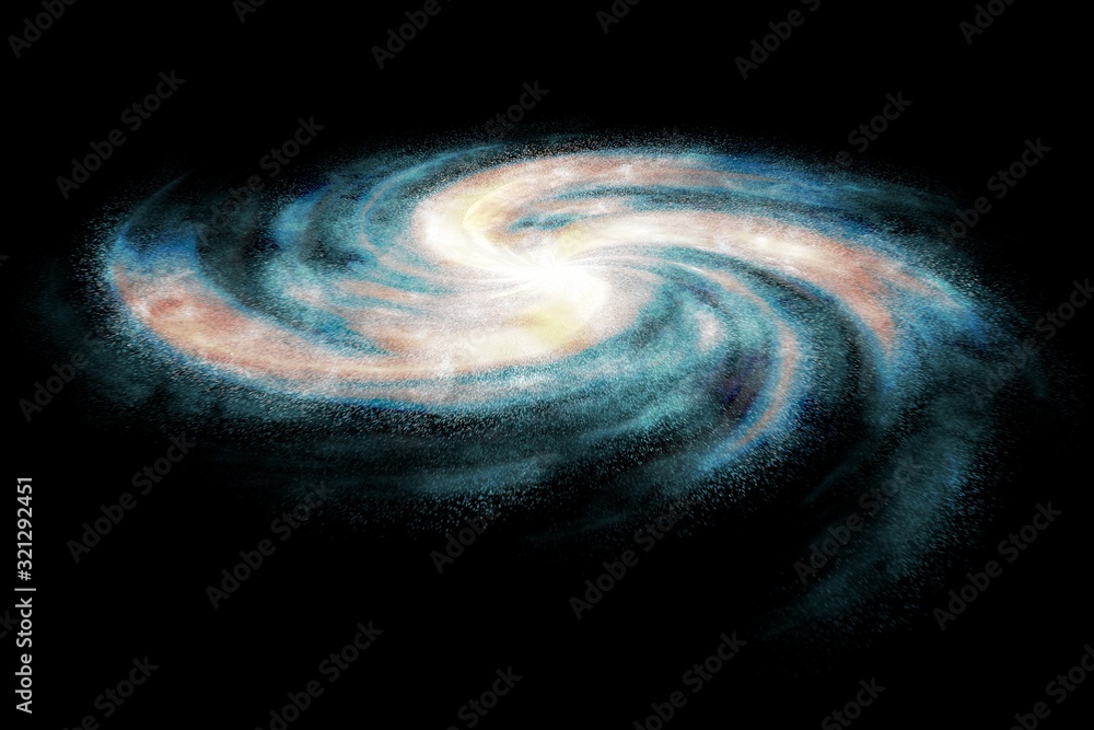 Wall mural 3d render galaxy. fantasy with planet against starry sky on deep background. cosmic celestial sky. a