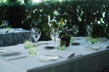Restaurant table in Lake Como, Italy