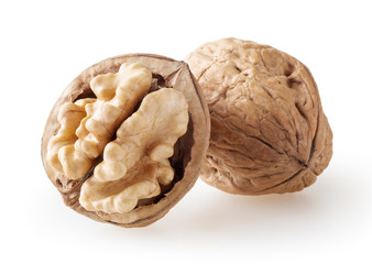 Fototapeta premium Walnuts isolated on white background with clipping path