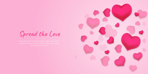 Abstract pastel background with hearts - concept Mother's Day, Valentine's Day, Birthday