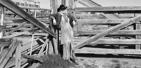 Cowgirl in Fancy Buckskins.