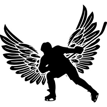 black hockey player with wings clip art preview
