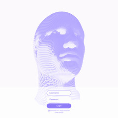 Login user interface. Modern screen design for mobile app and web design. Website element. Сyber security concept illustration. Artificial intelligence. Anonymous social masking. Vector.
