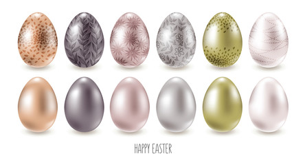 Easter eggs isolated on white background. Happy Easter. Hand drawn illustration.