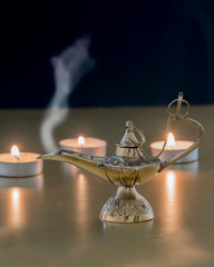 Magic genie lamp used for creating wishes and manifestations.