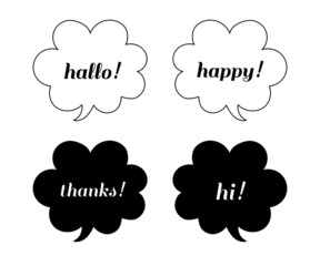 シンプルでおしゃれな白黒の吹き出し/イラスト/素材