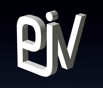 Font stylization of the letters PJ and R, Z, Y, X, V, W, R, U, N, M, K,H, B, font composition of the logo. 3D rendering.