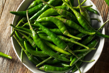 Raw Green Organic  Thai Peppers