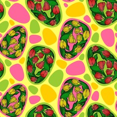 SEAMLESS PATTERN WITH EGGS FROM FLOWERS IN A VECTOR