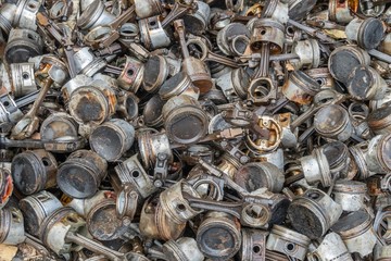 A lot of piston and connecting rod for recycling. . Scrap engines parts for recycling.