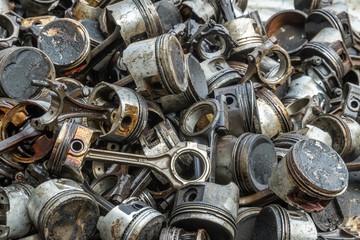 A lot of piston and connecting rod for recycling. . Scrap engines parts for recycling.