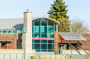 Obraz premium The top of the house or apartment building with nice window.