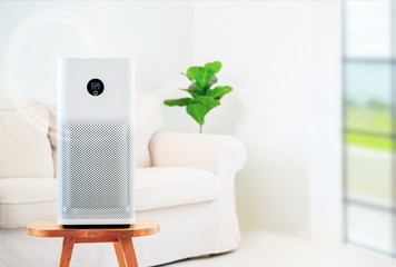air purifier a living room,  air cleaner removing fine dust in house. protect PM 2.5 dust and air...