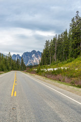 Fototapeta premium Rocky Mountains. Mountain Road in Cascades National Park, Washington, USA.