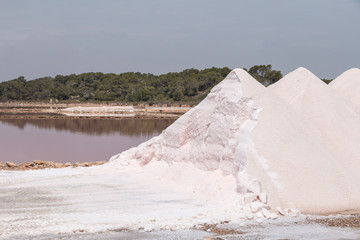 open salt hills at seawater saline production site