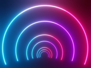 Obraz premium 3d Neon light background. Blue ,pink and ultraviolet color that glowing in the darkness. Laser lines show.