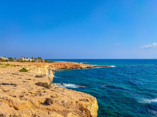 Fototapeta na wymiar Rocky shore near Ayia Napa, Cyprus.