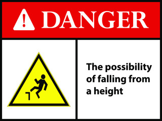 The possibility of falling from a height. sign. Vector illustration.  EPS 10