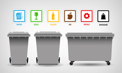 garbage can & segregation types, vector icon - 321300444