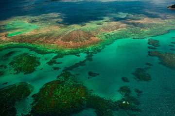 Bird view at the Great Barrier reef in Australia