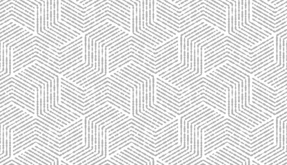 Abstraktes geometrisches Muster mit Streifen, Linien. Nahtloser Vektorhintergrund. Weiße und graue Verzierung. Einfaches Gittergrafikdesign.